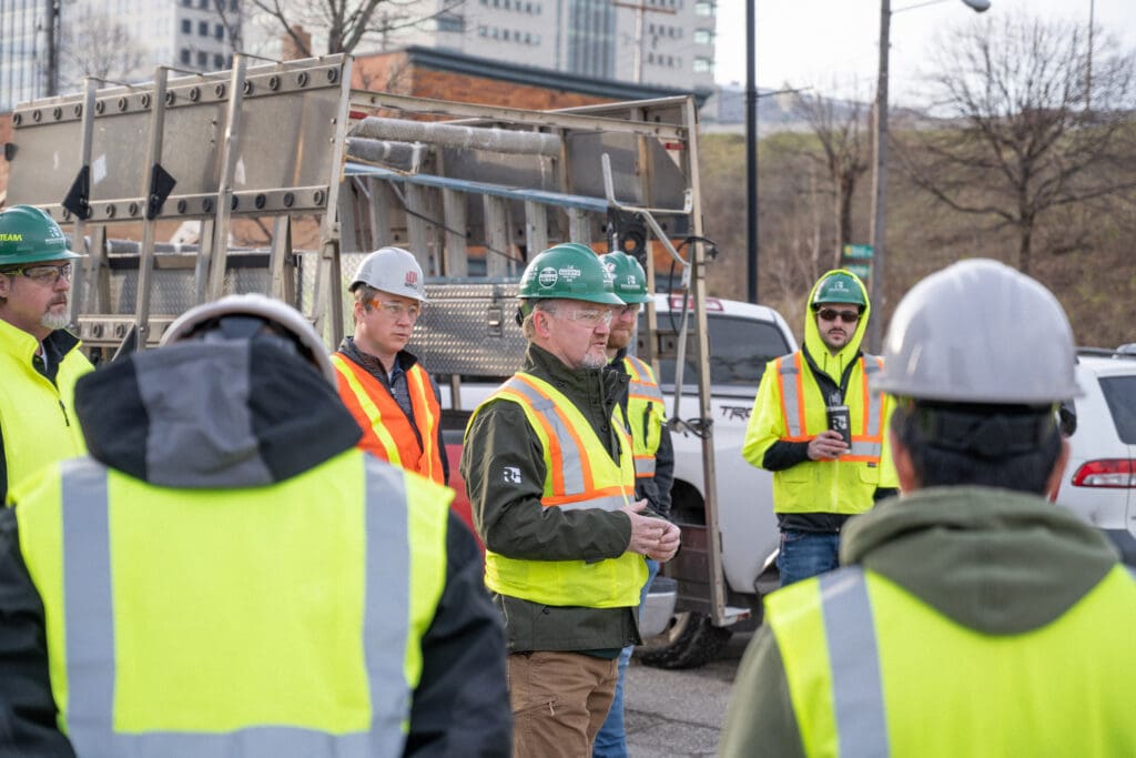 High School WMCI students touring Perrigo jobsite on a field trip