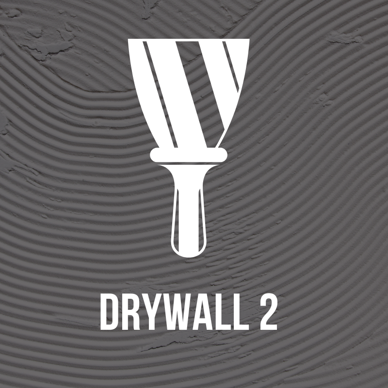 Drywall trowel icon on a textured gray wall with the caption DRYWALL 2