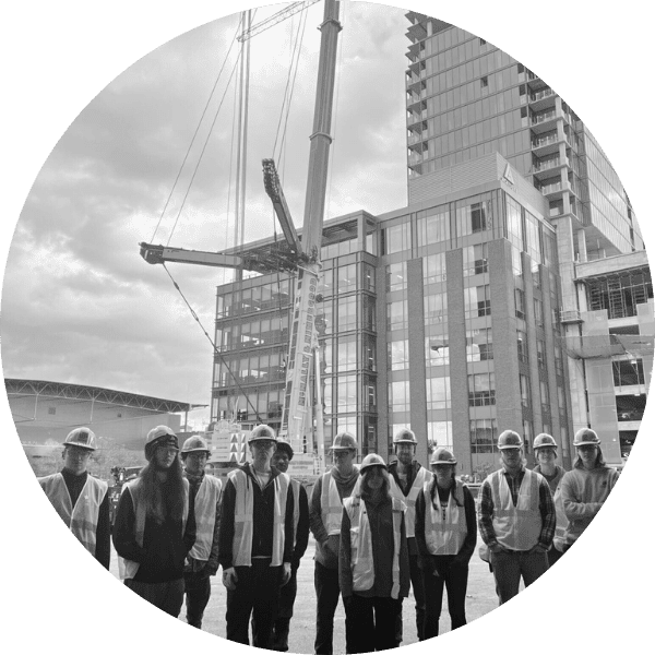 WMCI Students on a field trip to experience an active, commercial, construction jobsites.