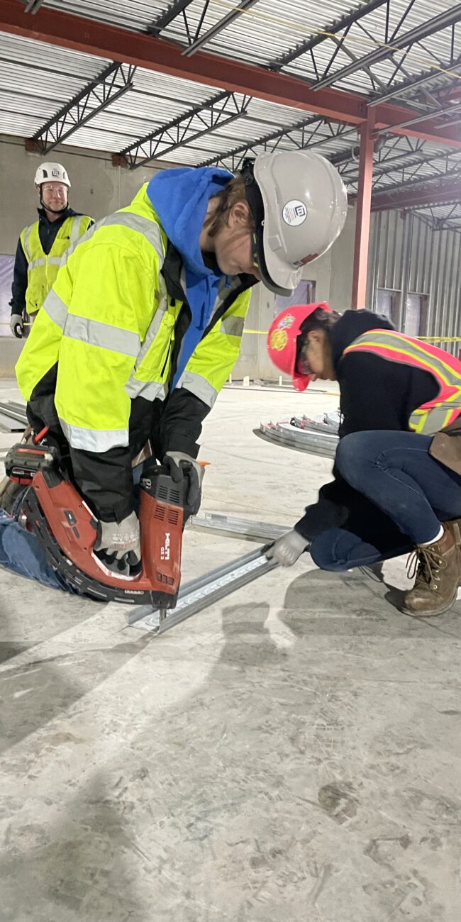 WMCI students learn the art of concrete finishing.
