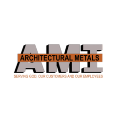 Architectural Metals logo with bold gray letters and an orange band across that reads 'ARCHITECTURAL METALS'.