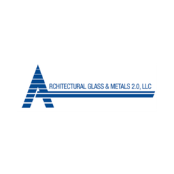 Logo for Architectural Glass & Metals 2.0, LLC featuring a stylized blue 'A' and horizontal blue lines.