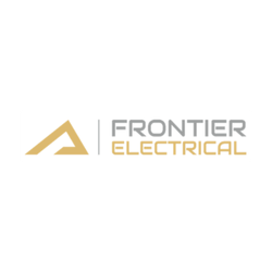 Frontier Electrical logo with a gold triangle icon and gray-orange wordmark.