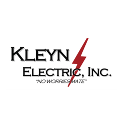 Kleyn Electric, Inc. logo with a red lightning bolt and the slogan 'No Worries Mate'.