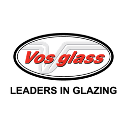 Logo featuring a gray stylized 'VG' symbol with red italic text 'Vos glass'